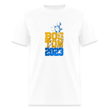2 Sided Boston 2023 Marathon Training Qualified - Men's T-Shirt - white - Front - Jose (178cm)
