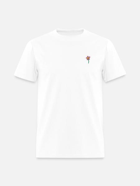 Pink flower embroidered - Men's T-Shirt - white