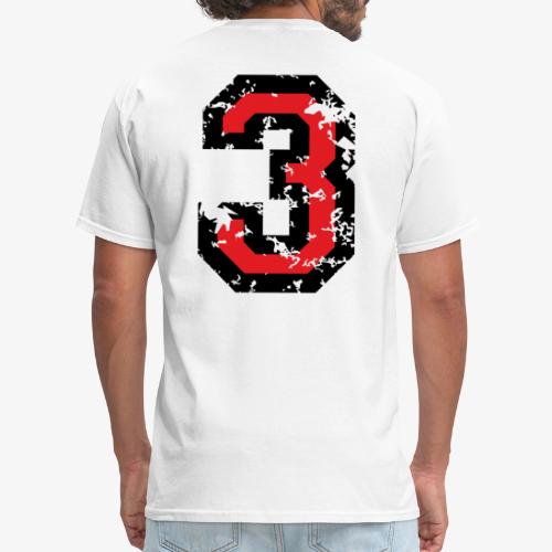 Number 3 (Distressed Red) - Men's T-Shirt