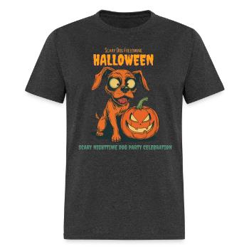 Scary Dog Following Halloween t-shirt,Spooky Night - Men's T-Shirt - heather black - Front - Jose (178cm)