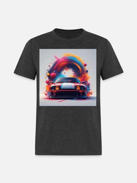 Neon Splash Drifter Car Art - Men's T-Shirt - heather black