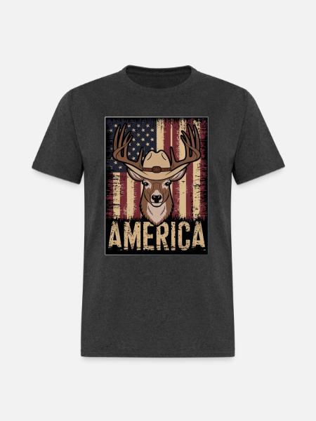 Deer Hunting American. - Men's T-Shirt - heather black