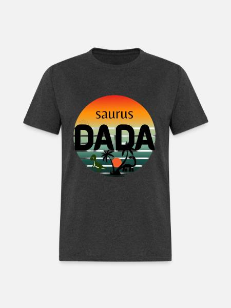 Prehistoric Dinosaur Sunset Design - Men's T-Shirt - heather black