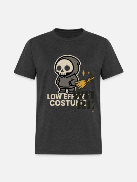 Skeleton Hoodie with Broom - Men's T-Shirt - heather black