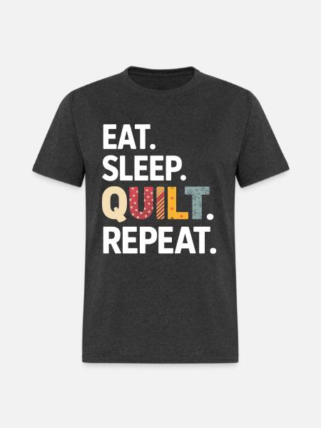 Eat Sleep Quilt Repeat - Men's T-Shirt - heather black