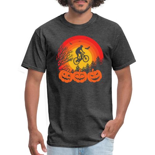 Bicycle Pumpkins Bats Forest Halloween Scene - Men's T-Shirt