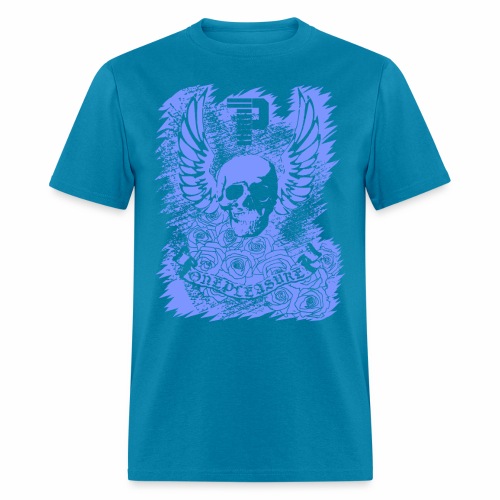 Cool OnePleasure Purple Skull Wings Roses Banner - Men's T-Shirt