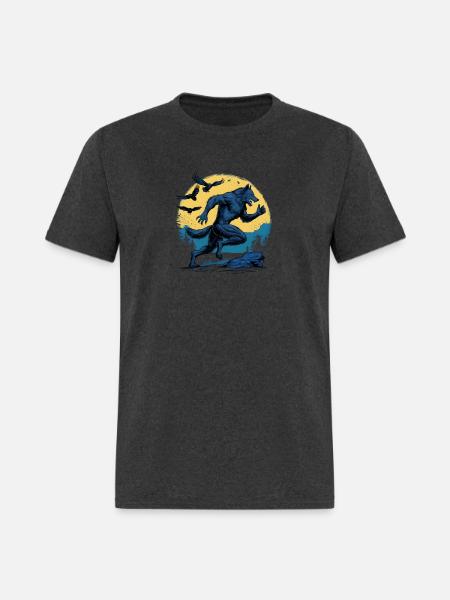 Running Werewolf with Crows - Men's T-Shirt - heather black