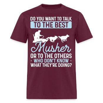 Husky sledding Alaska Mushing Racing Sled Dog - Men's T-Shirt - burgundy - Front - Jose (178cm)