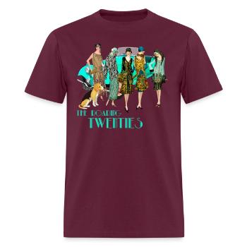 The Roaring 20s art deco Flapper Fashion - Men's T-Shirt - burgundy - Front - Jose (178cm)