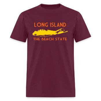 Long Island The Beach State - Men's T-Shirt - burgundy - Front - Jose (178cm)
