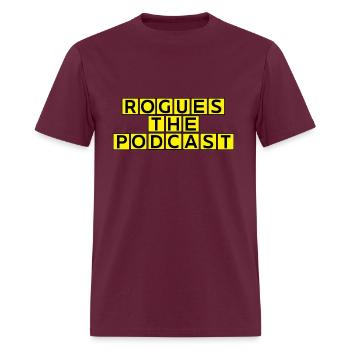 ROGUES! THE PODCAST - Smothered and Covered - Men's T-Shirt - burgundy - Front - Jose (178cm)