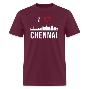 I Love Chennai Madras Tamil Tamilnadu - Men's T-Shirt - burgundy - Front - Jose (178cm)