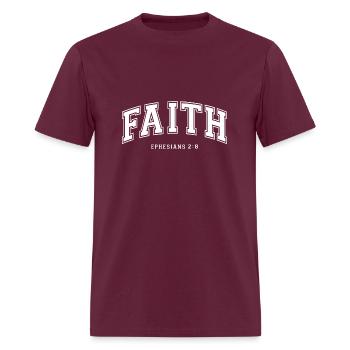 FAITH - Men's T-Shirt - burgundy - Front - Jose (178cm)