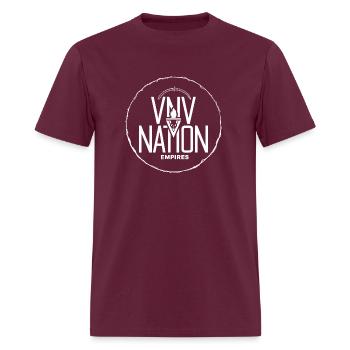 VNV Nation Electronic Music Fan T-Shirt - Men's T-Shirt - burgundy - Front - Jose (178cm)