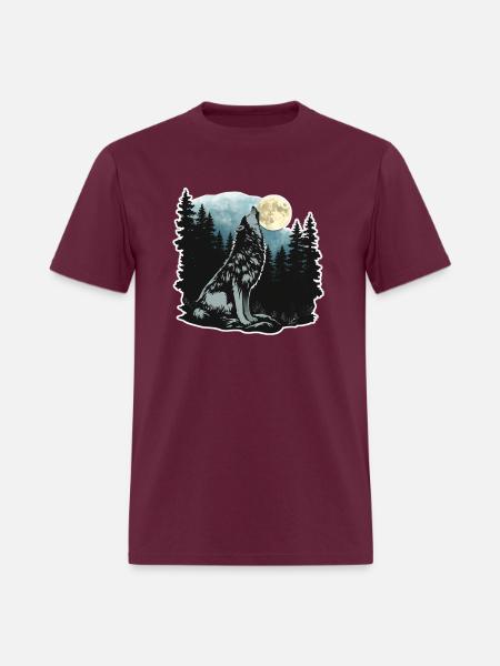 Wolf Howling At Moon - Men's T-Shirt - burgundy