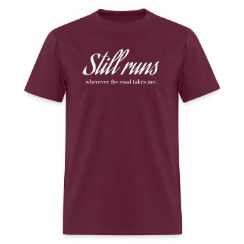 Still runs wherever the road takes me - Men's T-Shirt - burgundy - Front - Jose (178cm)