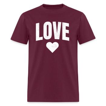 Distressed LOVE with Heart - Men's T-Shirt - burgundy - Front - Jose (178cm)