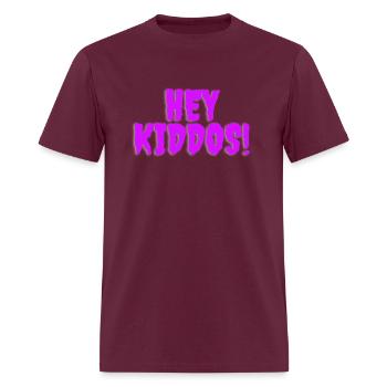 Hey Kiddos!, Hey friends! - Men's T-Shirt - burgundy - Front - Jose (178cm)