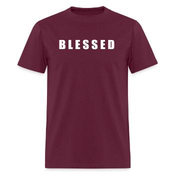 BLESSED - Men's T-Shirt - burgundy - Front - Jose (178cm)