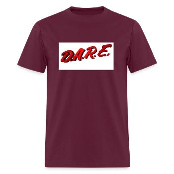 dare to begin black lettering quote dare to beg - Men's T-Shirt - burgundy - Front - Jose (178cm)