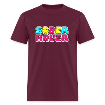 Sober Raver Edm Rave Techno House Edm Shuffle On B - Men's T-Shirt - burgundy - Front - Jose (178cm)
