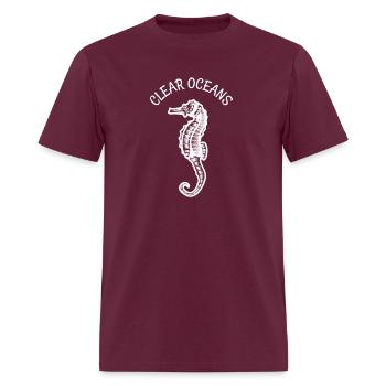 Clean Oceans Creature Sea Horse Beach Sailing - Men's T-Shirt - burgundy - Front - Jose (178cm)