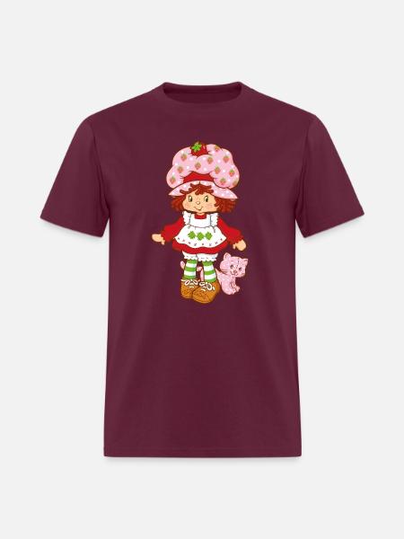 Strawberry Shortcake And Her Cat Custard - Men's T-Shirt - burgundy