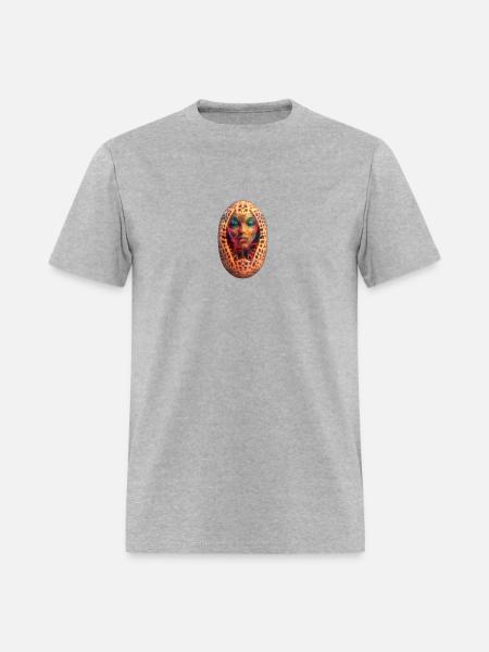 Abstract lines wireframe eggs with a woman face - Men's T-Shirt - heather gray
