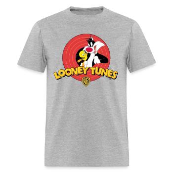Looney Tunes Sylvester et Tweety - T-shirt Homme - gris chiné - Devant - Jose (178cm)
