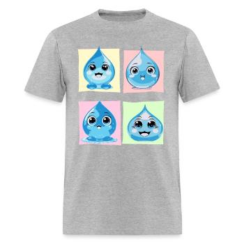 Water droplet T-shirt 4 cute water drops cute tee - Men's T-Shirt - heather gray - Front - Jose (178cm)