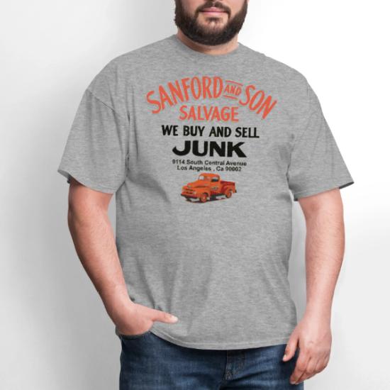 Sanford And Son 'Buy And Sell Junk' T-Shirt – Officially Licensed Grey Cotton Tee - View #2