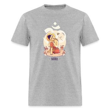 Bouddha et Aum - T-shirt Homme - gris chiné - Devant - Jose (178cm)