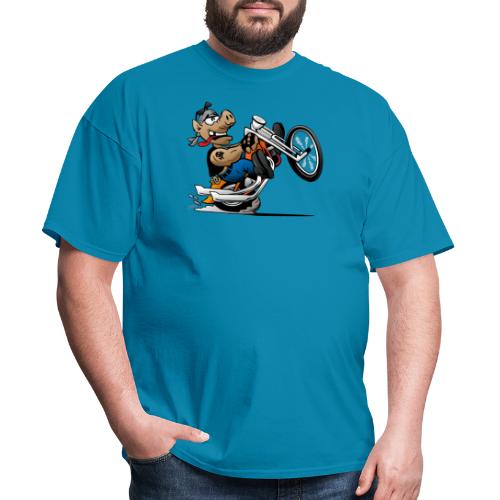 Biker Hog Motorcycle Cartoon - Men's T-Shirt