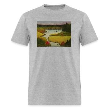 Landscape painting river - Men's T-Shirt - heather gray - Front - Jose (178cm)