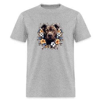 Pitbull mixed with floral artsy design - Men's T-Shirt - heather gray - Front - Jose (178cm)