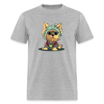 Yorkie in sunglasses - Men's T-Shirt - heather gray - Front - Jose (178cm)