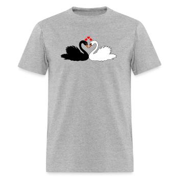 Black swan and white swan with hearts - Men's T-Shirt - heather gray - Front - Jose (178cm)