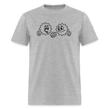 Teamwork in gears handshaking make appointment - Men's T-Shirt - heather gray - Front - Jose (178cm)