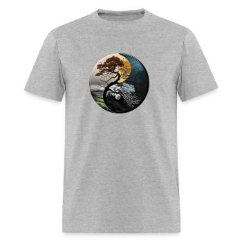 Tree of Life Fractal Moon Phase Tai Chi Women Men - Men's T-Shirt - heather gray - Front - Jose (178cm)