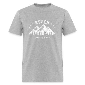 Aspen Colorado Outdoors Adventure Mountain Graphic - Men's T-Shirt - heather gray - Front - Jose (178cm)
