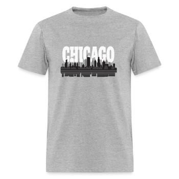 Chicago Windy City Skyline And Reflection Gift Tee - Men's T-Shirt - heather gray - Front - Jose (178cm)