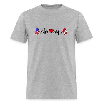 Cardio heart flag USA, Peru - Men's T-Shirt - heather gray - Front - Jose (178cm)