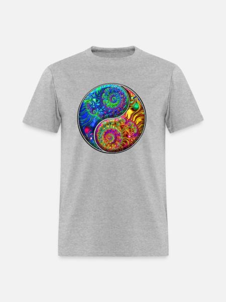 Fractal Yin Yang Yoga - Men's T-Shirt - heather gray