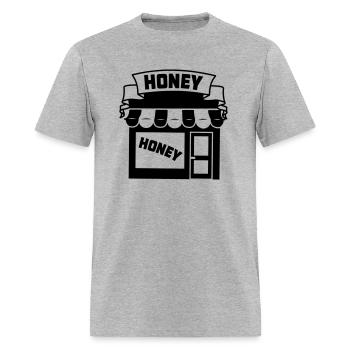 Honey shop logo with text 'HONEY' - Men's T-Shirt - heather gray - Front - Jose (178cm)