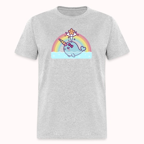 Cute Spouting Narwhal Girl With Happy Starfish - Men's T-Shirt