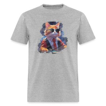 RhythmStroke Kitty T-Shirt - Men's T-Shirt - heather gray - Front - Jose (178cm)