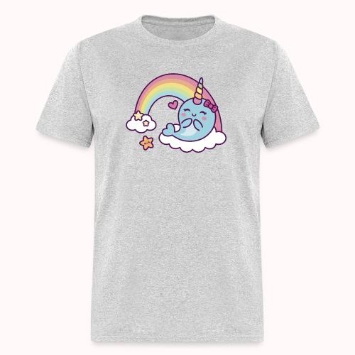 Happy Narwhal Girl Enjoys Rainbow - Men's T-Shirt