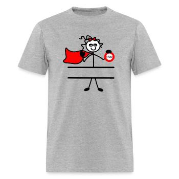 Heroine with cape and sign stop - Men's T-Shirt - heather gray - Front - Jose (178cm)