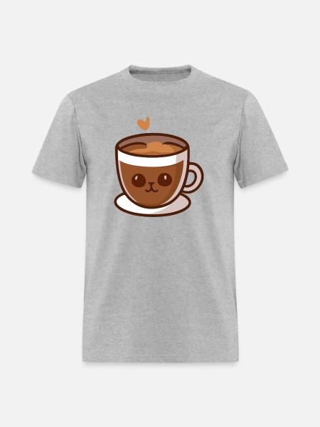 Coffee Cup Cat Face - Men's T-Shirt - heather gray